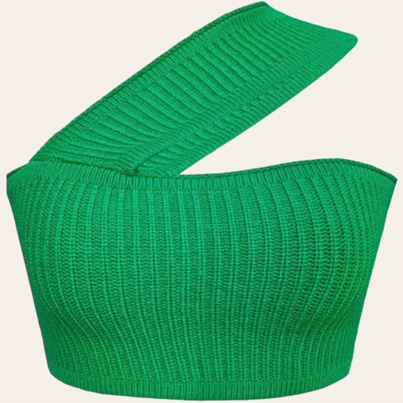 Womens|Knit Halter Crop Top|Medium M|Green|Stretch - Picture 5 of 8